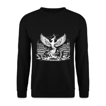 Phönix der Weisheit - Unisex Pullover - Schwarz - Vorne - Alina (178cm) & Michal (187cm)