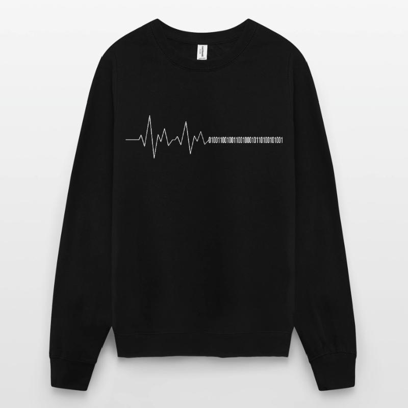 Computer scientist heartbeat binary code programmer Unisex Sweatshirt