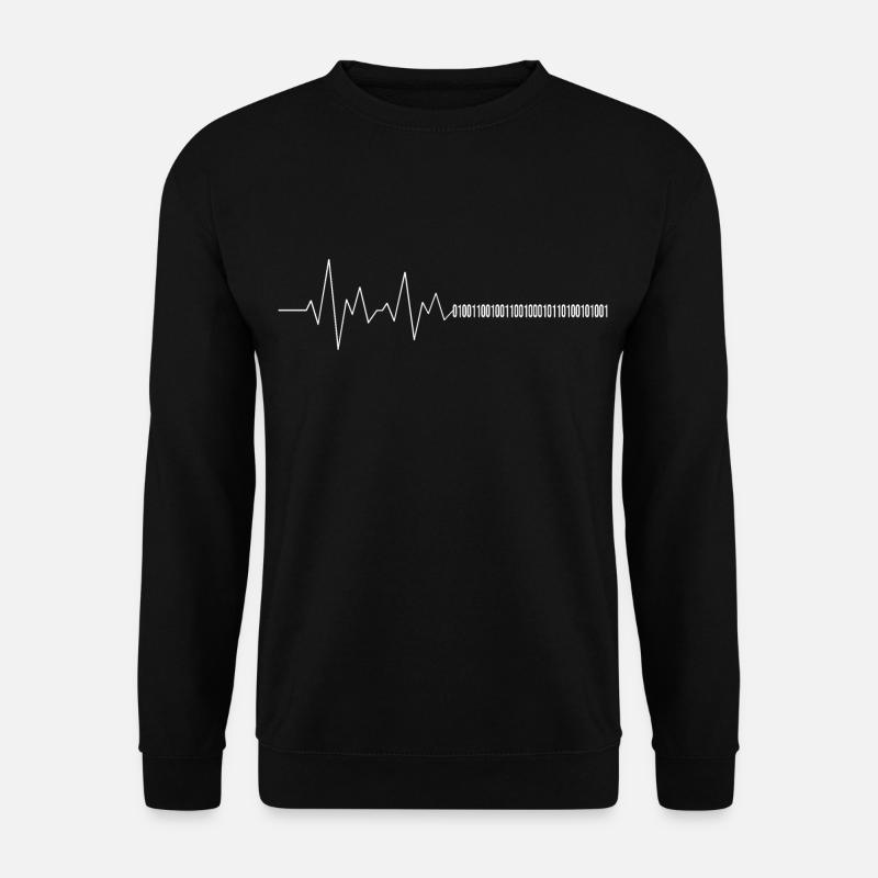Informatiker Herzschlag Binärcode Programmierer - Unisex Pullover - Schwarz