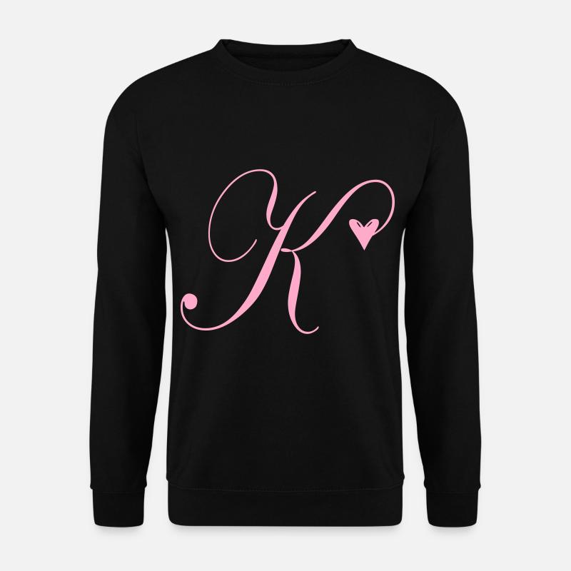 Monogramm K Herz Ranke - Unisex Pullover - Schwarz