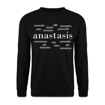 Anastasis: Resurrection in 16 languages Christian - Unisex Sweatshirt - black - Front - Alina (178cm) & Michal (187cm)