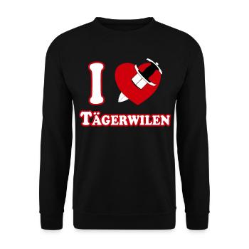 I Love Tägerwilen (weiss-rot mit Dolch durch Herz) - Unisex Pullover - Schwarz - Vorne - Alina (178cm) & Michal (187cm)