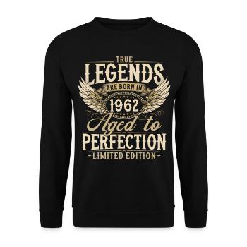 1962 Vintage Born Legends Cadeau d’anniversaire - Sweat-shirt Unisexe - noir - Devant - Alina (178cm) & Michal (187cm)