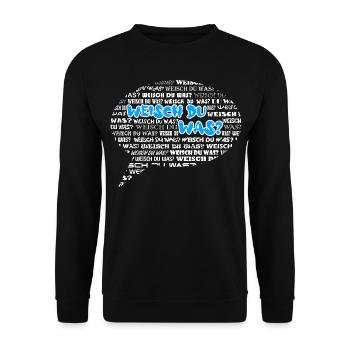 Weisch du was? Sprechblase Schweizerdeutsch blau - Unisex Pullover - Schwarz - Vorne - Alina (178cm) & Michal (187cm)