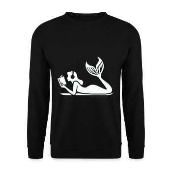 Book Mermaid in Reading Magic - Unisex Sweatshirt - black - Front - Alina (178cm) & Michal (187cm)