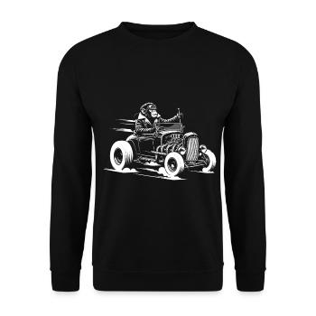 Affe am Steuer - Unisex Pullover - Schwarz - Vorne - Alina (178cm) & Michal (187cm)