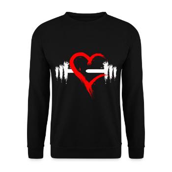 Dumbbell with heart - Unisex Sweatshirt - black - Front - Alina (178cm) & Michal (187cm)