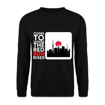 Come to where the red sun rises, Japan - Unisex Sweatshirt - black - Front - Alina (178cm) & Michal (187cm)