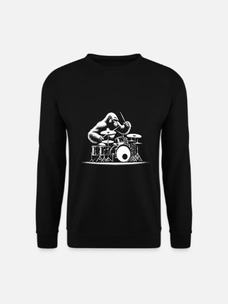 Schlagzeug-Gorilla - Unisex Pullover - Schwarz