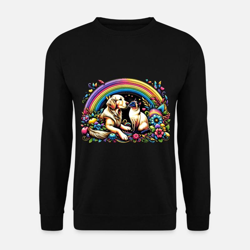 Freundschaftszauber: Hund und Katze - Unisex Pullover - Schwarz