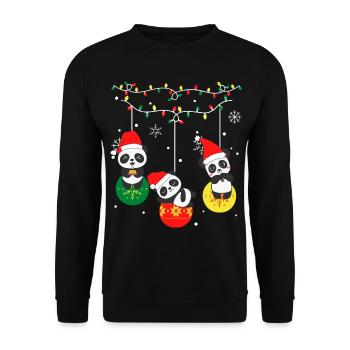 Panda Noël - Sweat-shirt Unisexe - noir - Devant - Alina (178cm) & Michal (187cm)