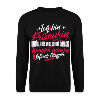 Friseurin Hairstylistin Friseursalon - Unisex Pullover - Schwarz - Vorne - Alina (178cm) & Michal (187cm)