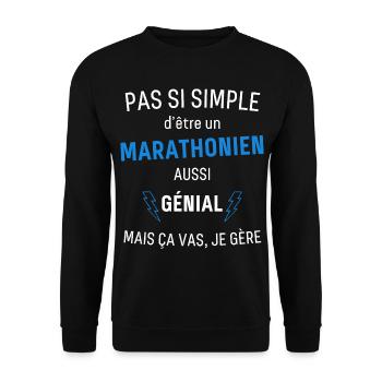 T-shirt Marathonien Génial - Sweat-shirt Unisexe - noir - Devant - Alina (178cm) & Michal (187cm)