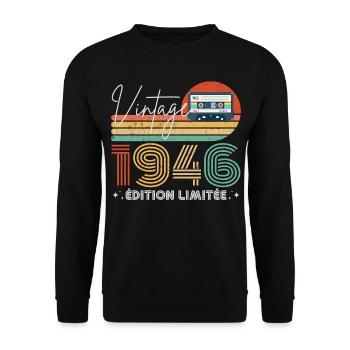 Vintage 1946 cadeau année de naissance 1946 rétro - Sweat-shirt Unisexe - noir - Devant - Alina (178cm) & Michal (187cm)