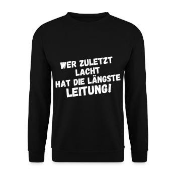 Wer zuletzt lacht - Unisex Pullover - Schwarz - Vorne - Alina (178cm) & Michal (187cm)