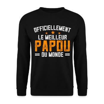Offiziell der beste Papu der Welt - Unisex Pullover - Schwarz - Vorne - Alina (178cm) & Michal (187cm)