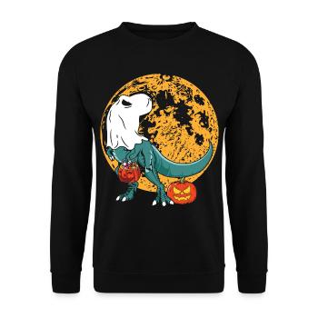 Halloween Dinosaur Pumpkin - Unisex Sweatshirt - black - Front - Alina (178cm) & Michal (187cm)