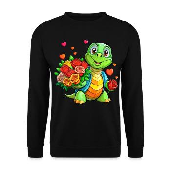 Mega Cute Turtle - Unisex Sweatshirt - black - Front - Alina (178cm) & Michal (187cm)