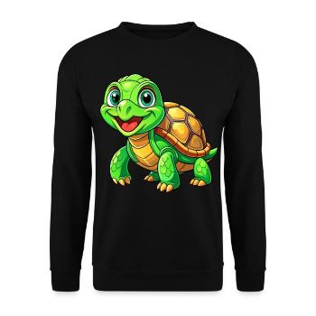 Méga Tortue Mignonne - Sweat-shirt Unisexe - noir - Devant - Alina (178cm) & Michal (187cm)