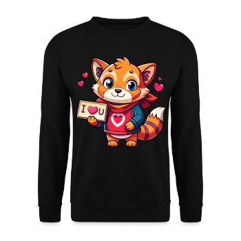 Liebesbotschaft tragendes Tier - Unisex Pullover - Schwarz - Vorne - Alina (178cm) & Michal (187cm)