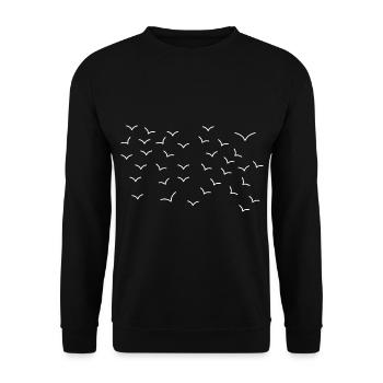 Vögel im Flug - Natürliche Eleganz - Unisex Pullover - Schwarz - Vorne - Alina (178cm) & Michal (187cm)