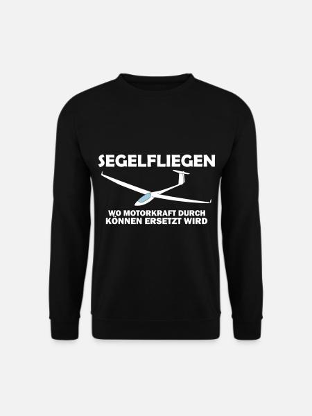 Motorkraft Segelflieger Segelflugzeug Spruch - Unisex Pullover - Schwarz