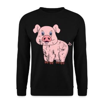 Porcinet cochon style grunge vintage rétro - Sweat-shirt Unisexe - noir - Devant - Alina (178cm) & Michal (187cm)