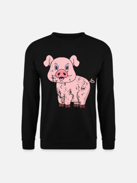 Retro Vintage Grunge Style Schweinchen Ferkel - Unisex Pullover - Schwarz