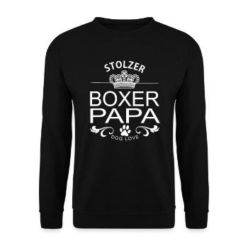 Stolzer Boxer Papa Hunde Spruch T Shirt - Unisex Pullover - Schwarz - Vorne - Alina (178cm) & Michal (187cm)