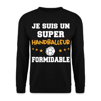 Super Handballeur Formidable Handball Humour - Sweat-shirt Unisexe - noir - Devant - Alina (178cm) & Michal (187cm)
