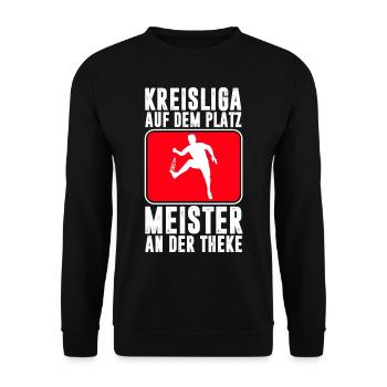 KREISLIGA / BIER / SPORT / FUßBALL - Unisex Pullover - Schwarz - Vorne - Alina (178cm) & Michal (187cm)