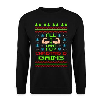 Fitness Ugly Christmas - Unisex Pullover - Schwarz - Vorne - Alina (178cm) & Michal (187cm)