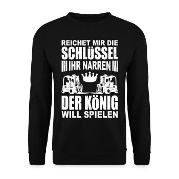 Gabelstapler Stapler Fahrer Geschenk Staplerfahrer - Unisex Pullover - Schwarz - Vorne - Alina (178cm) & Michal (187cm)