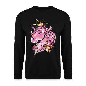 Petite licorne aux champignons - Sweat-shirt Unisexe - noir - Devant - Alina (178cm) & Michal (187cm)