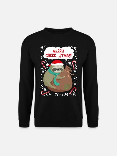 Merry Christmas Faultier T-Shirt Weihnachten sloth - Unisex Pullover - Schwarz
