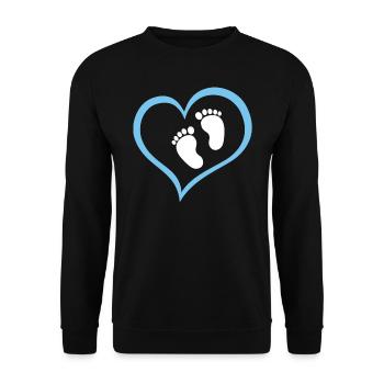 Baby Boy Footprint with Heart - Unisex Sweatshirt - black - Front - Alina (178cm) & Michal (187cm)