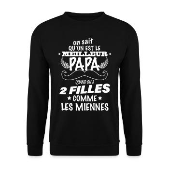 Meilleur papa de deux filles - Sweat-shirt Unisexe - noir - Devant - Alina (178cm) & Michal (187cm)