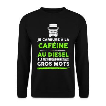 Routier café et diesel - Sweat-shirt Unisexe - noir - Devant - Alina (178cm) & Michal (187cm)