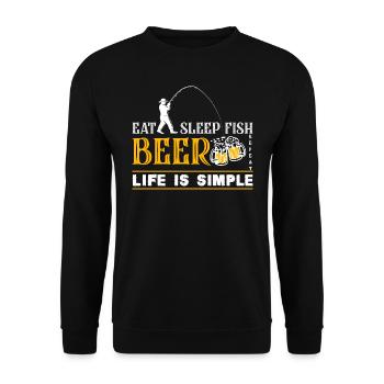Life is Simple Eat Sleep Fish Beer Repeat Humor - Sweat-shirt Unisexe - noir - Devant - Alina (178cm) & Michal (187cm)