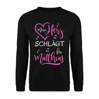 Mein Herz schlägt für Matthias - Unisex Pullover - Schwarz - Vorne - Alina (178cm) & Michal (187cm)