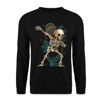 Dabbing Skeleton Joueur de tennis avec raquette de tennis - Sweat-shirt Unisexe - noir - Devant - Alina (178cm) & Michal (187cm)