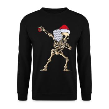 Pickleball Skeleton with Santa Hat Christmas Gift - Unisex Sweatshirt - black - Front - Alina (178cm) & Michal (187cm)