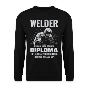 Welding Welder Metal Construction Ironworker - Unisex Sweatshirt - black - Front - Alina (178cm) & Michal (187cm)