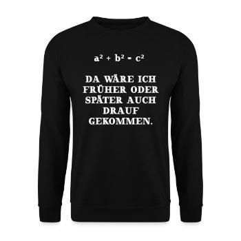 Mathe Satz des Pythagoras Geschenkidee lustig - Unisex Pullover - Schwarz - Vorne - Alina (178cm) & Michal (187cm)