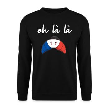 France Croissant oh là là idée cadeau doux - Sweat-shirt Unisexe - noir - Devant - Alina (178cm) & Michal (187cm)