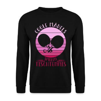 Tischtennisspieler Geschenk Ping Pong Tischtennis - Unisex Pullover - Schwarz - Vorne - Alina (178cm) & Michal (187cm)