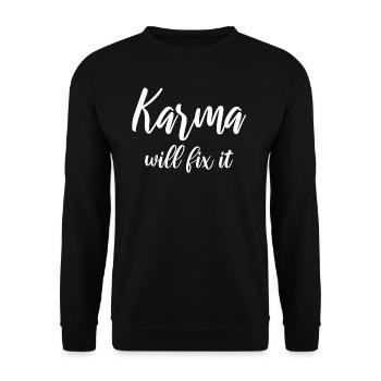 Le karma veut le réparer - Sweat-shirt Unisexe - noir - Devant - Alina (178cm) & Michal (187cm)