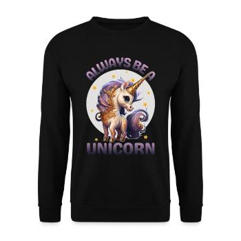 Sei immer ein Einhorn - Unisex Pullover - Schwarz - Vorne - Alina (178cm) & Michal (187cm)