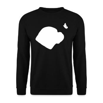 Old English Bulldog mit Schmetterling - Unisex Pullover - Schwarz - Vorne - Alina (178cm) & Michal (187cm)