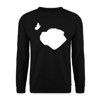Bullmastiff mit Schmetterling - Unisex Pullover - Schwarz - Vorne - Alina (178cm) & Michal (187cm)